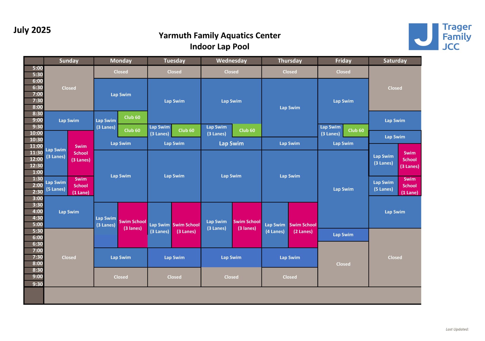 Indoor Pool Schedules | Jewish Community of Louisville